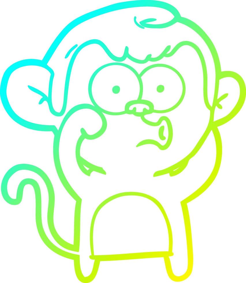 cold gradient line drawing cartoon hooting monkey vector