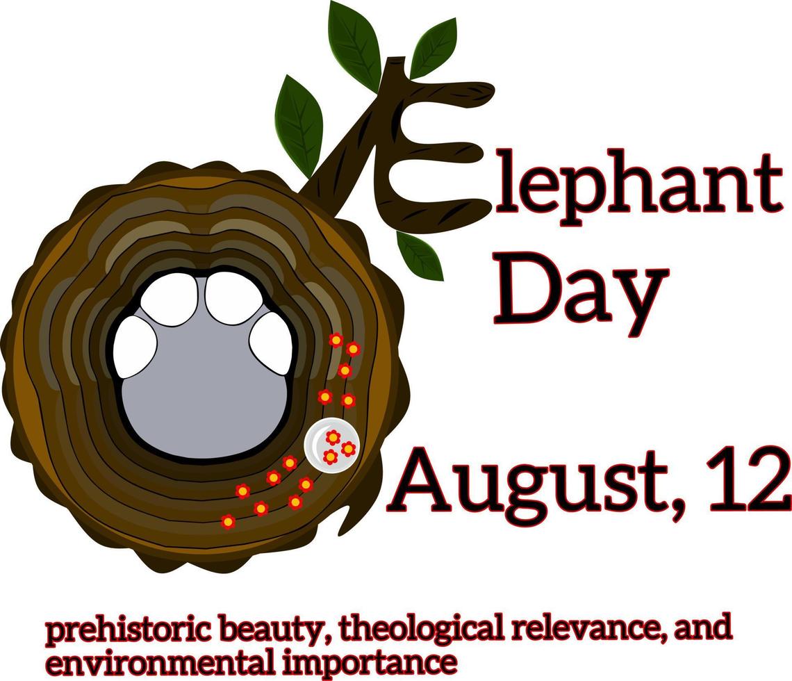 banner de ilustración vectorial para el día del elefante con el tema del 12 de agosto vector