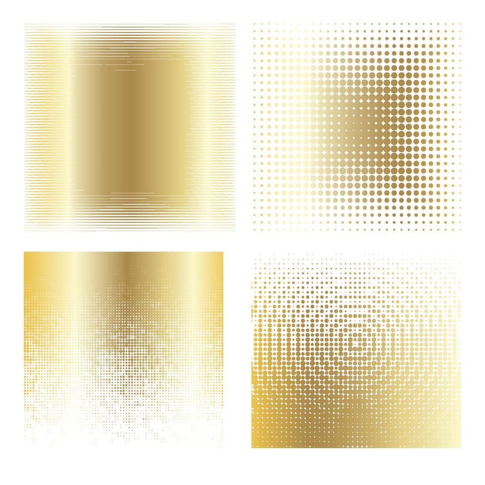 Vector collection of  golden halftone ink geometric monochrome squares