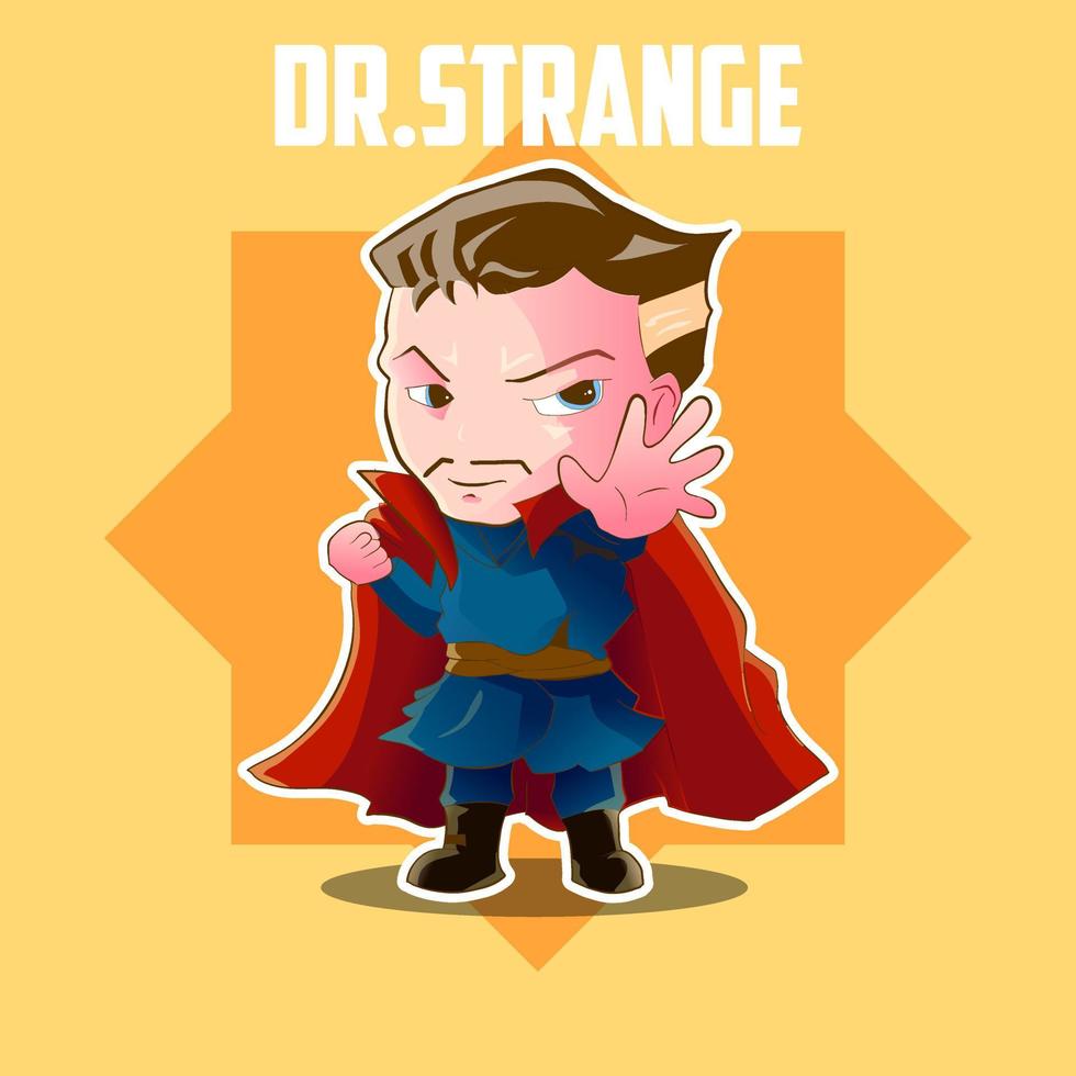 premium vector l dr. strange character with cute and cool style. mascot design, logo design and business design