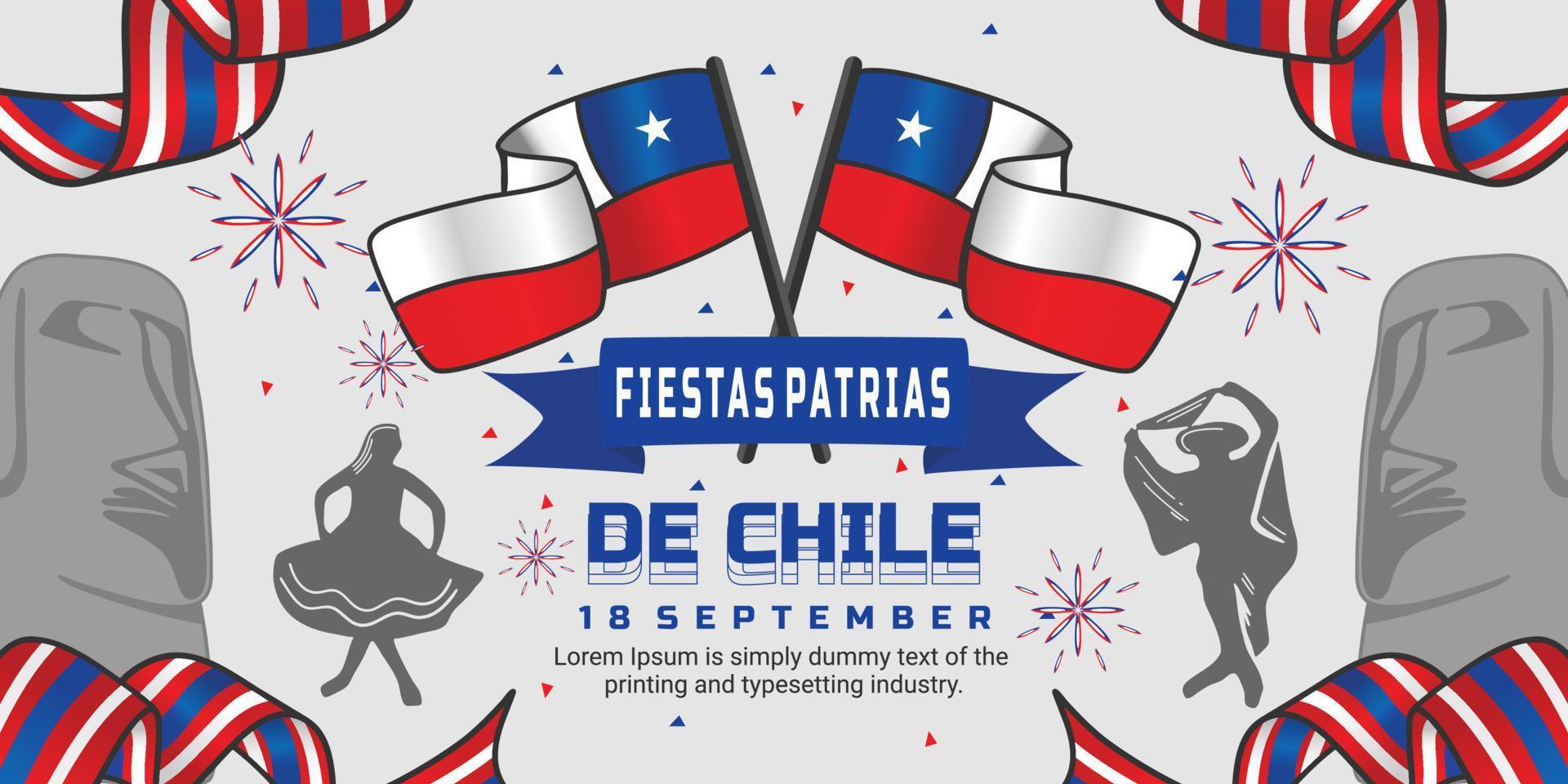 banner exterior para celebrar fiesta patrias chile vector