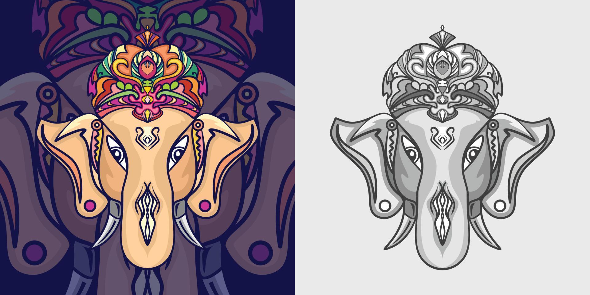 Ganesha flat colorful pattern concept illustration vector