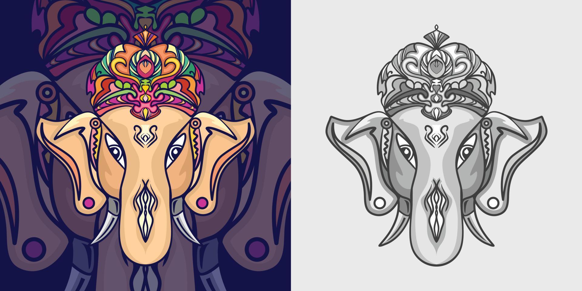 ilustración de concepto de patrón de colores planos de ganesha vector