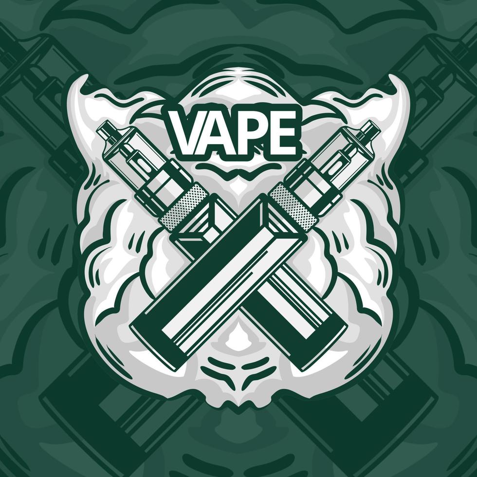 iconic design of vape character and full of thick smoke vector