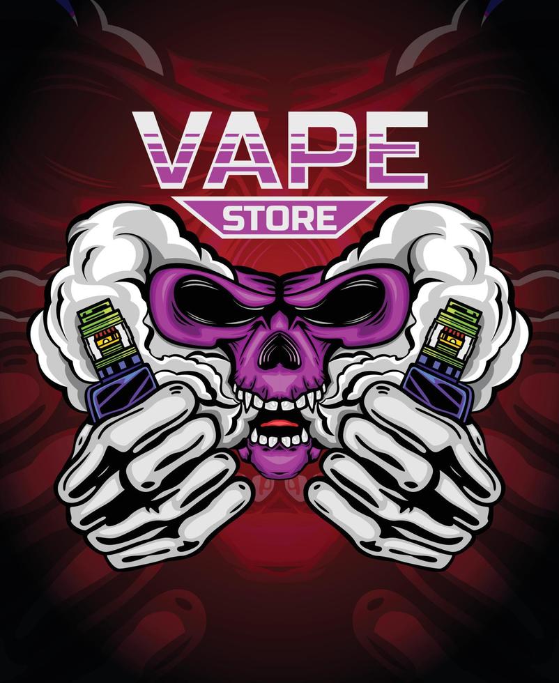 a community or vape shop logo with an elegant and cool skull shape vector