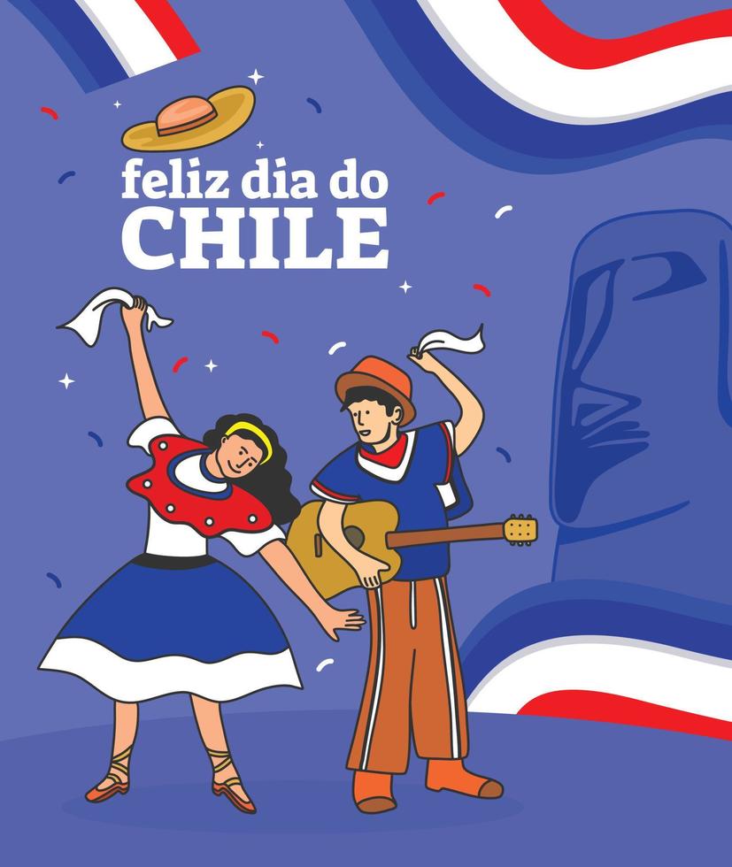 chile patrias fiestas day festive advertising poster vector