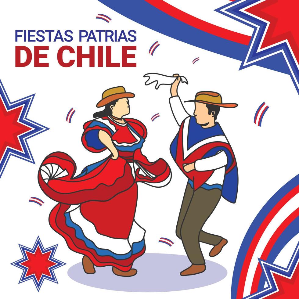 publica un anuncio de instagram para felicitar la independencia de las fiestas patrias en chile vector