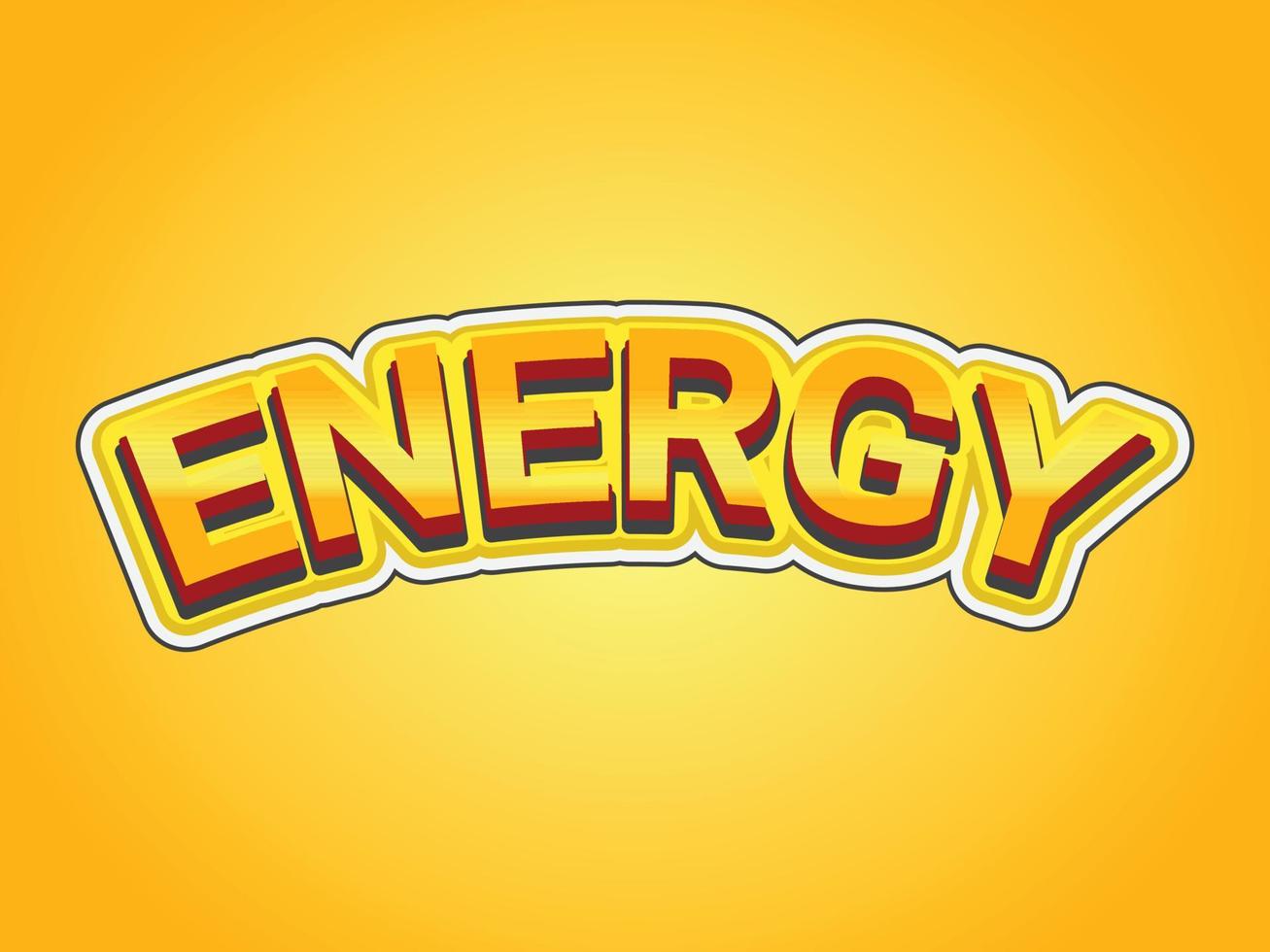 Energy text effect template with 3d bold style use for logo vector