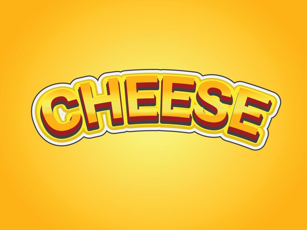 plantilla de efecto de texto de queso con uso de estilo en negrita 3d para logotipo vector