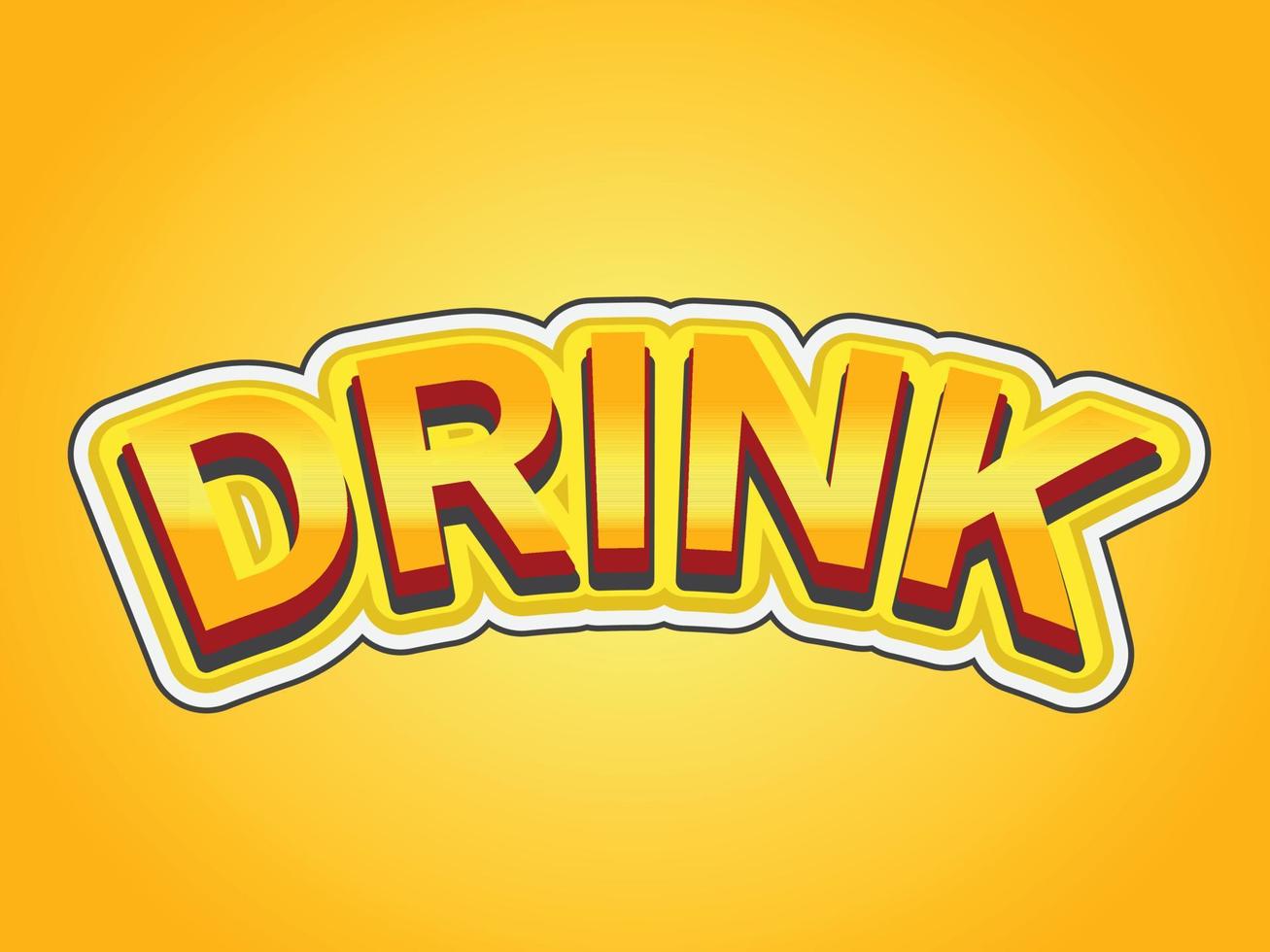 plantilla de efecto de texto de bebida con uso de estilo en negrita 3d para logotipo vector