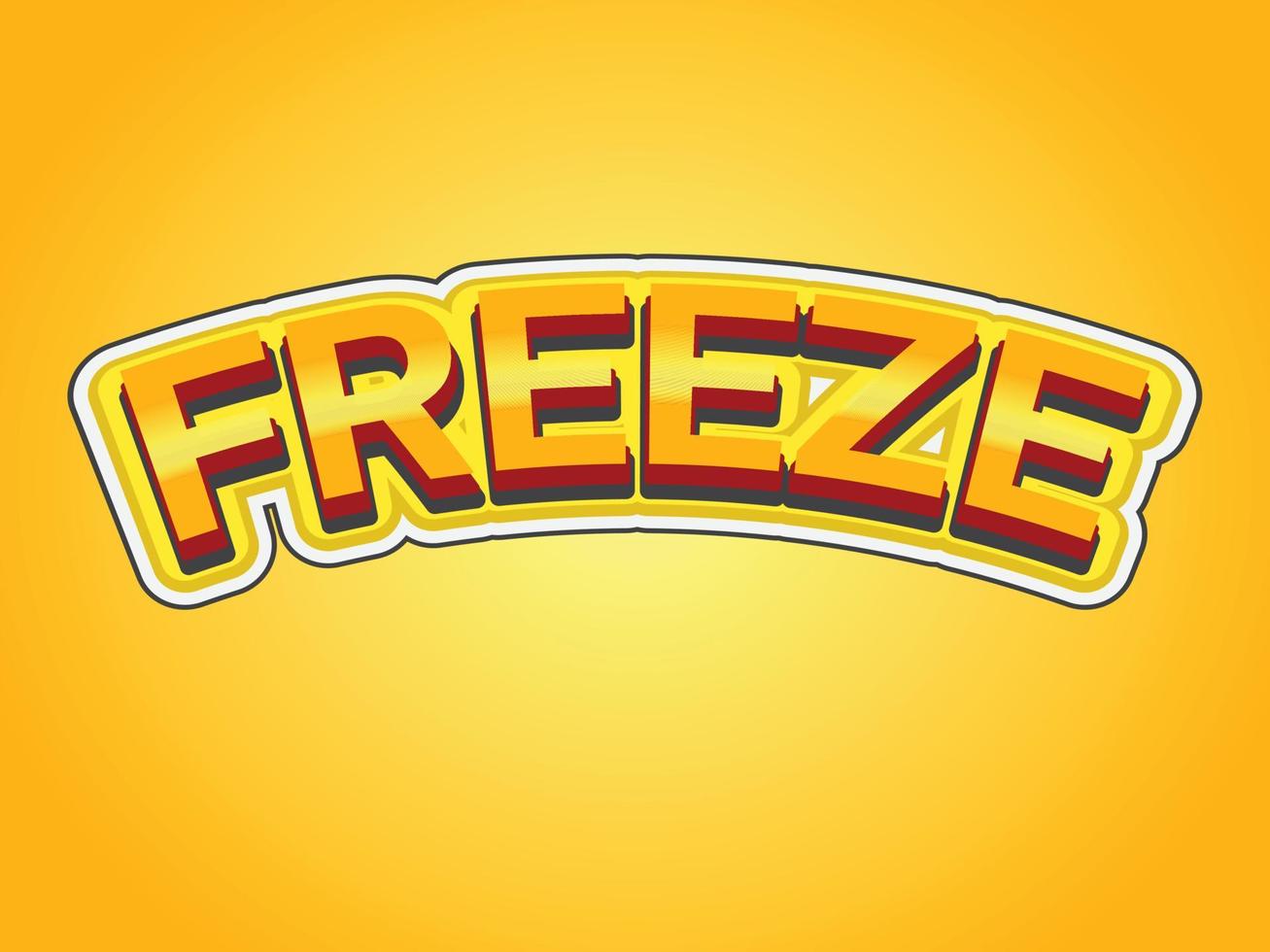 Freeze text effect template with 3d bold style use for logo vector