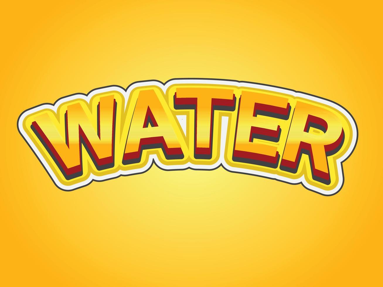 Water text effect template with 3d bold style use for logo vector