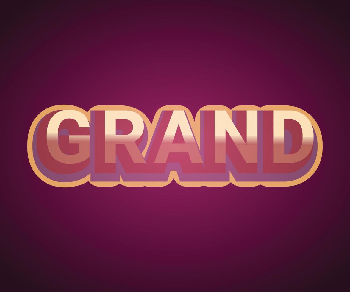 Grand text effect template with 3d bold style use for logo vector