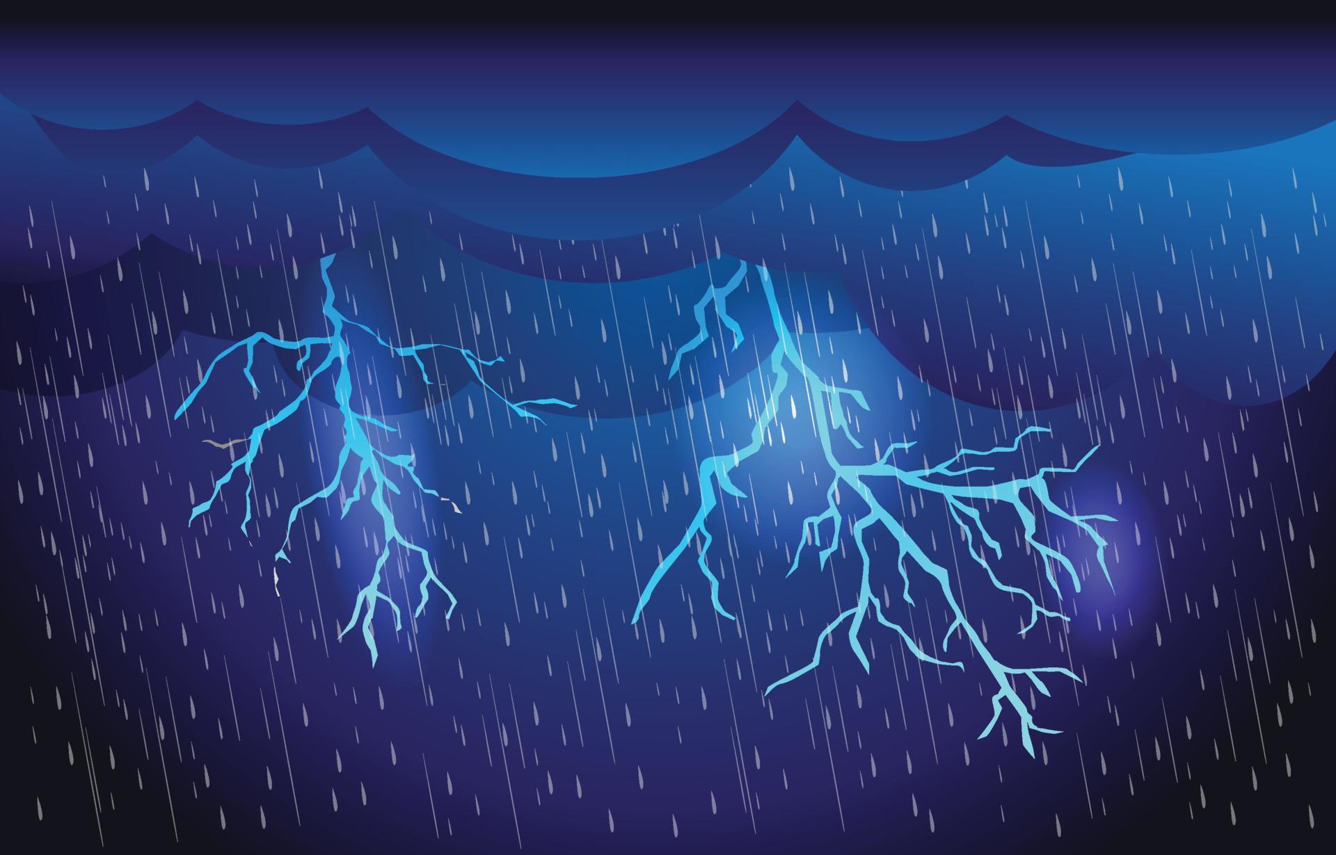 Heavy rain in dark sky, thunder lightning and clouds ,rainy season