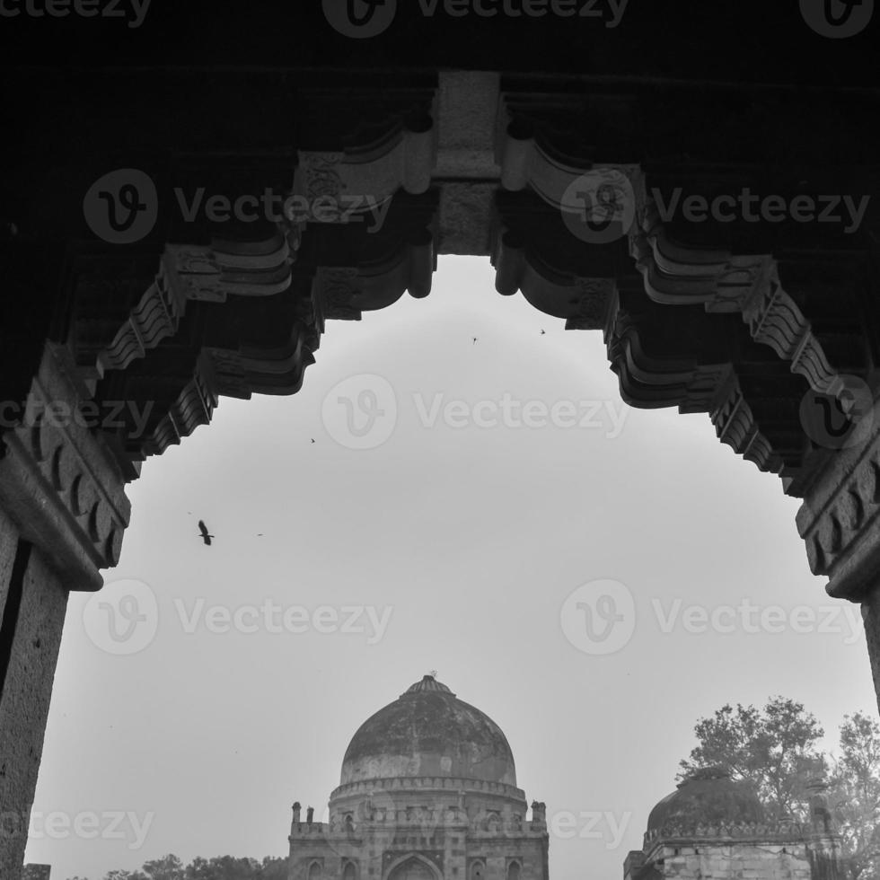 Mughal Architecture inside Lodhi Gardens, Delhi, India, Beautiful Architecture Inside the The Three-domed mosque in Lodhi Garden is said to be the Friday mosque for Friday prayer, Lodhi Garden Tomb photo