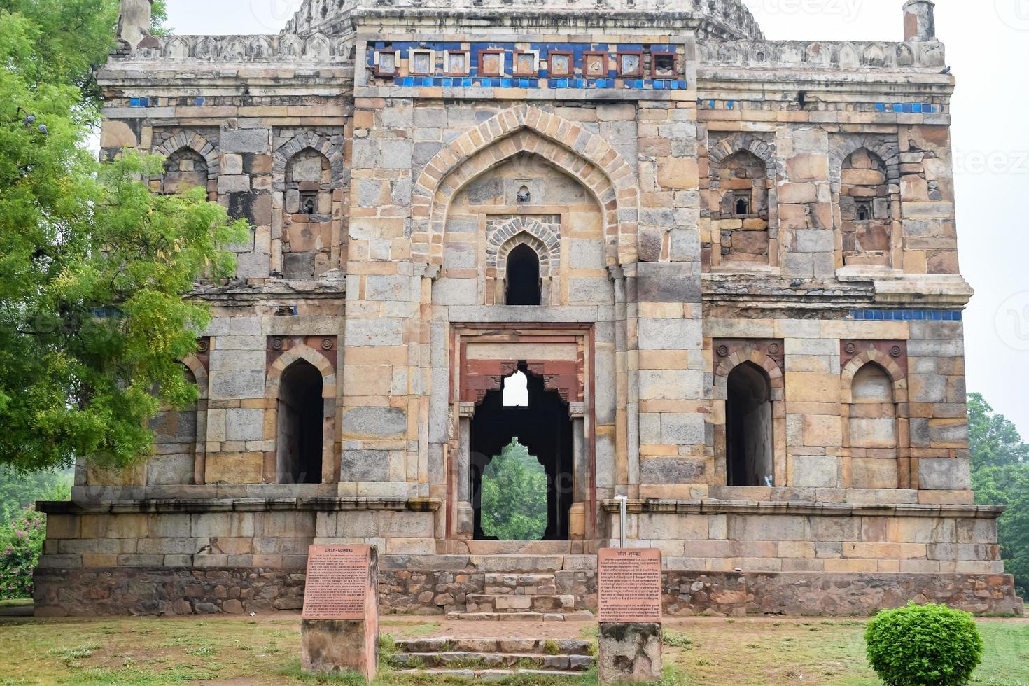 Mughal Architecture inside Lodhi Gardens, Delhi, India, Beautiful Architecture Inside the The Three-domed mosque in Lodhi Garden is said to be the Friday mosque for Friday prayer, Lodhi Garden Tomb photo