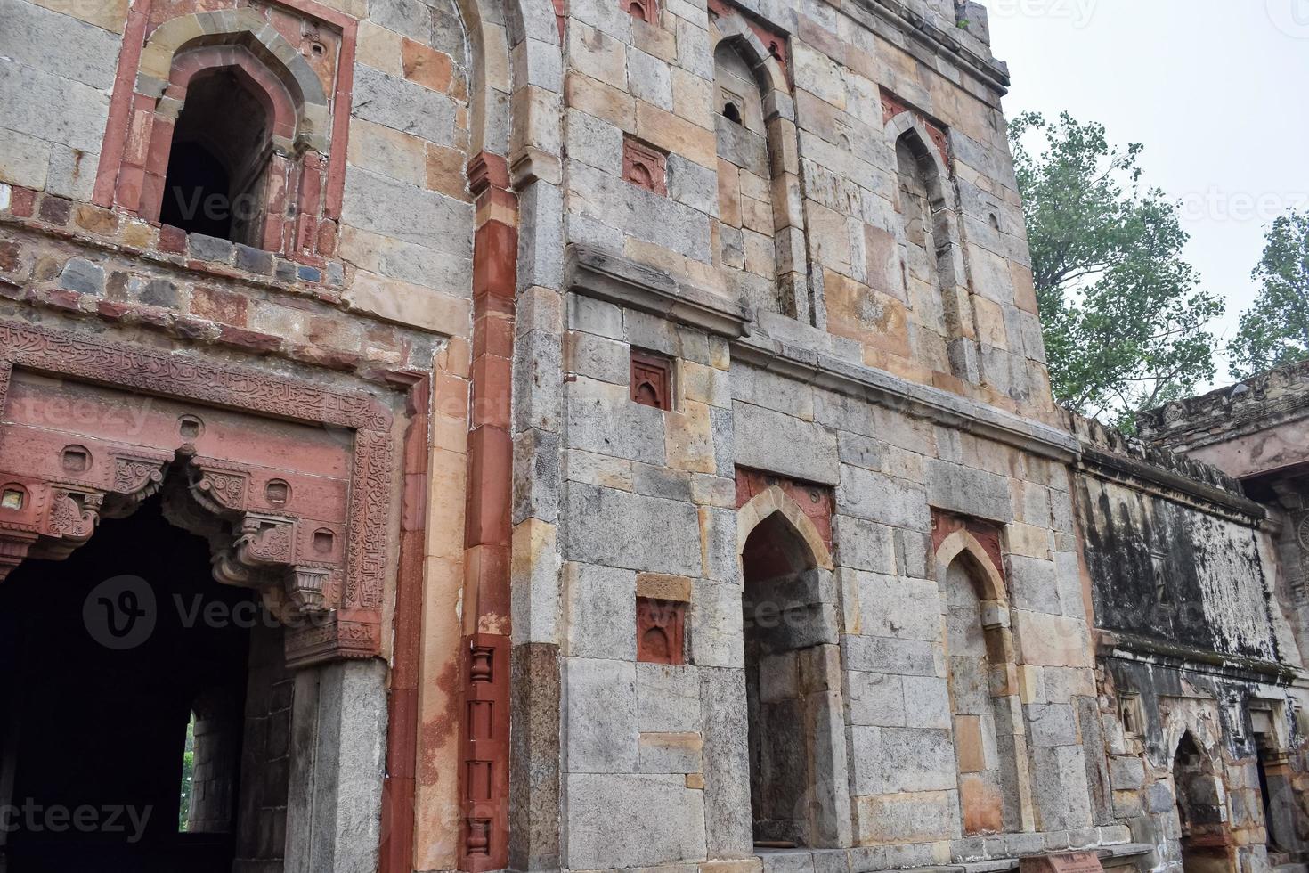 Mughal Architecture inside Lodhi Gardens, Delhi, India, Beautiful Architecture Inside the The Three-domed mosque in Lodhi Garden is said to be the Friday mosque for Friday prayer, Lodhi Garden Tomb photo