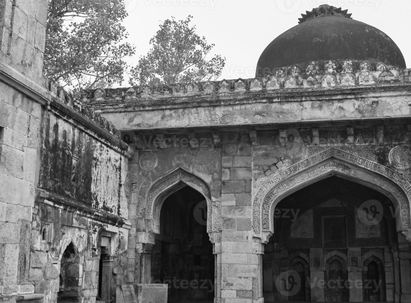 Mughal Architecture inside Lodhi Gardens, Delhi, India, Beautiful Architecture Inside the The Three-domed mosque in Lodhi Garden is said to be the Friday mosque for Friday prayer, Lodhi Garden Tomb photo