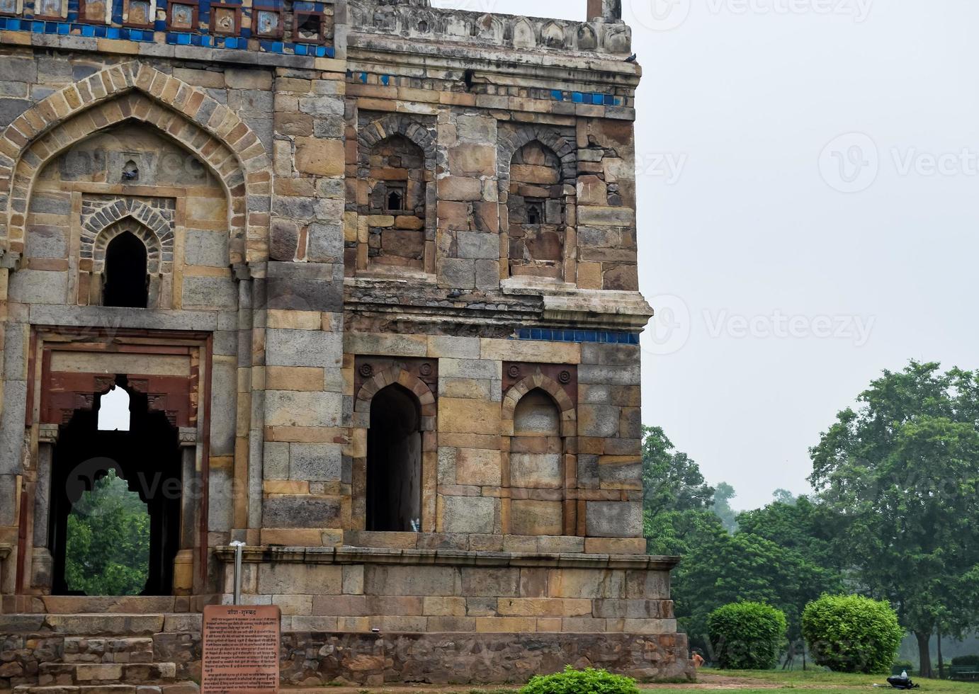 Mughal Architecture inside Lodhi Gardens, Delhi, India, Beautiful Architecture Inside the The Three-domed mosque in Lodhi Garden is said to be the Friday mosque for Friday prayer, Lodhi Garden Tomb photo