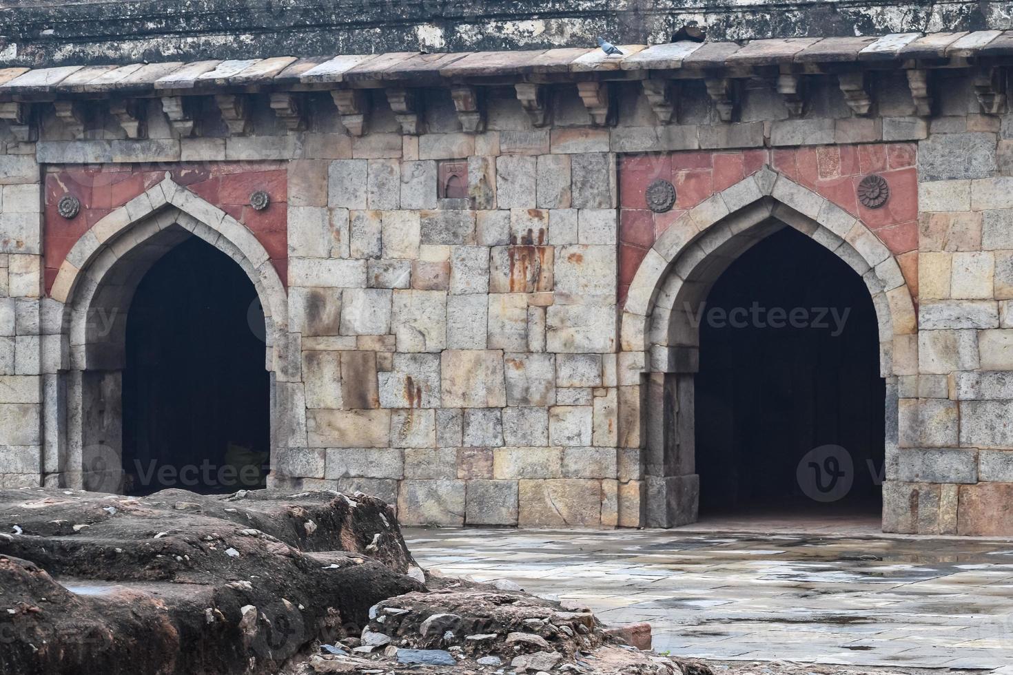Mughal Architecture inside Lodhi Gardens, Delhi, India, Beautiful Architecture Inside the The Three-domed mosque in Lodhi Garden is said to be the Friday mosque for Friday prayer, Lodhi Garden Tomb photo