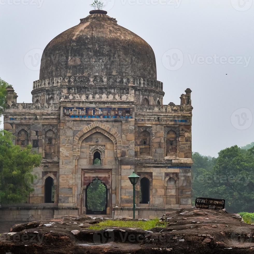 Mughal Architecture inside Lodhi Gardens, Delhi, India, Beautiful Architecture Inside the The Three-domed mosque in Lodhi Garden is said to be the Friday mosque for Friday prayer, Lodhi Garden Tomb photo