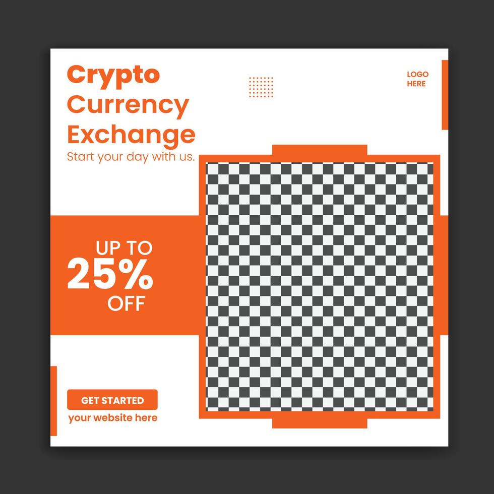 cryptocurrency social media post template design vector