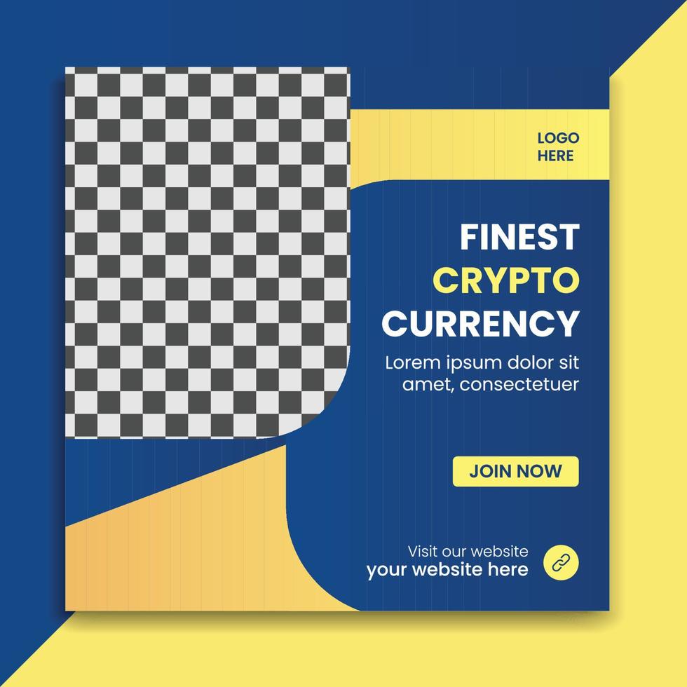 cryptocurrency social media post template design vector