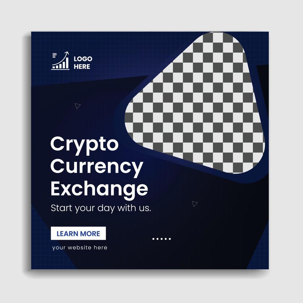 cryptocurrency social media post template design vector