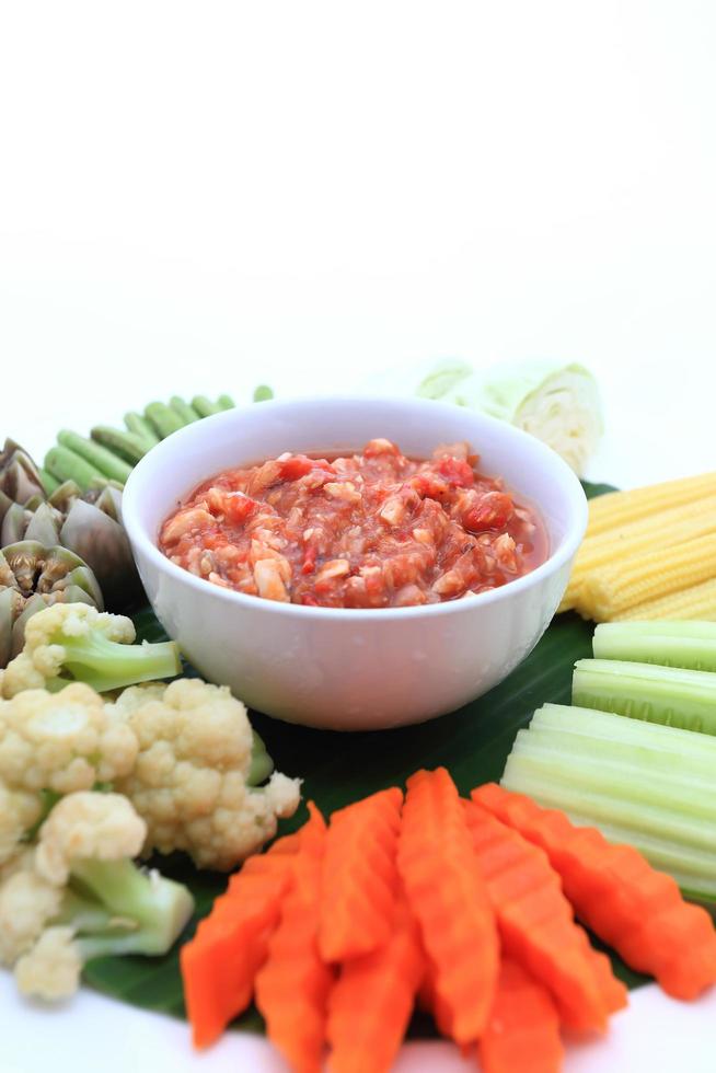 Fresh vegetable and shrimp paste sauce photo