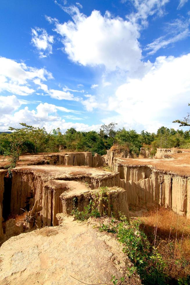 Happened from the soil erosion of Rain and wind naturally photo