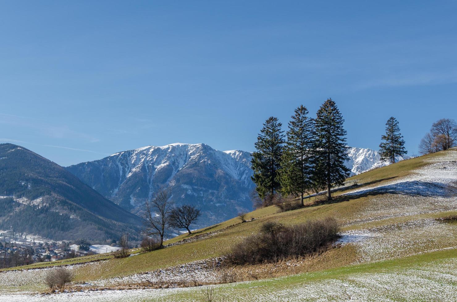 various mountains with snow photo