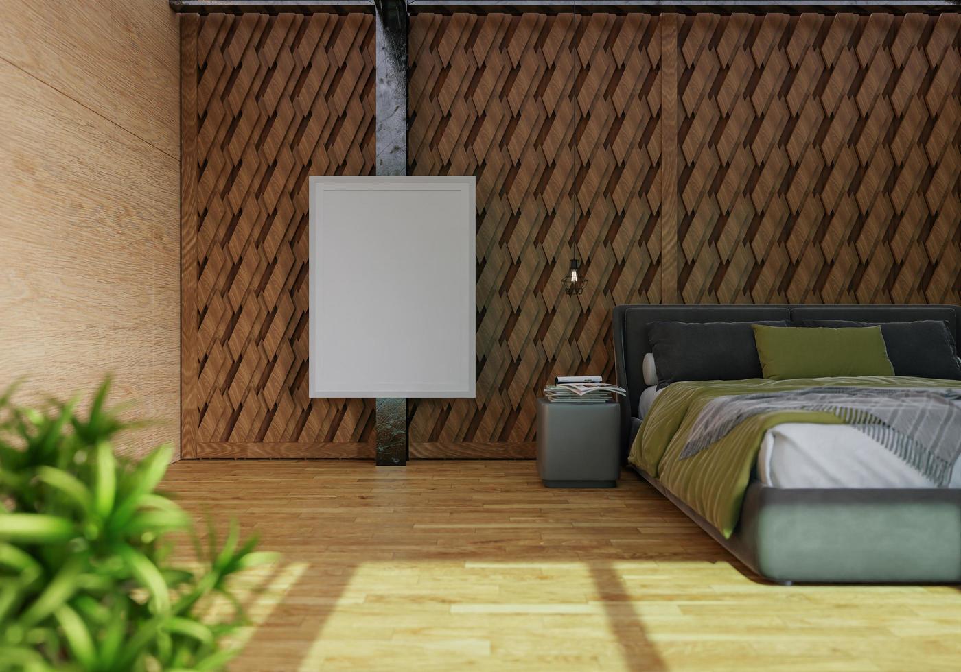 minimal interior style poster Mock up the living room wall. .copy space. 3D rendering. photo