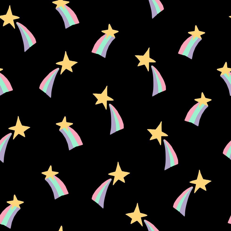 star, rainbow seamless pattern hand drawn. . wallpaper, wrapping paper, textile, background fairy tale nursery pastel cute vector