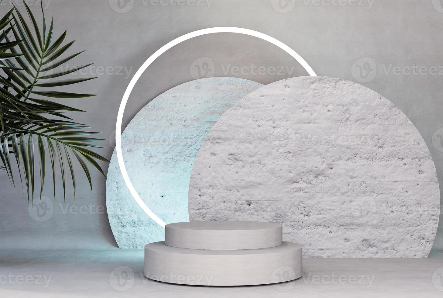 Product presentation podium with abstract background and bright neon. photo