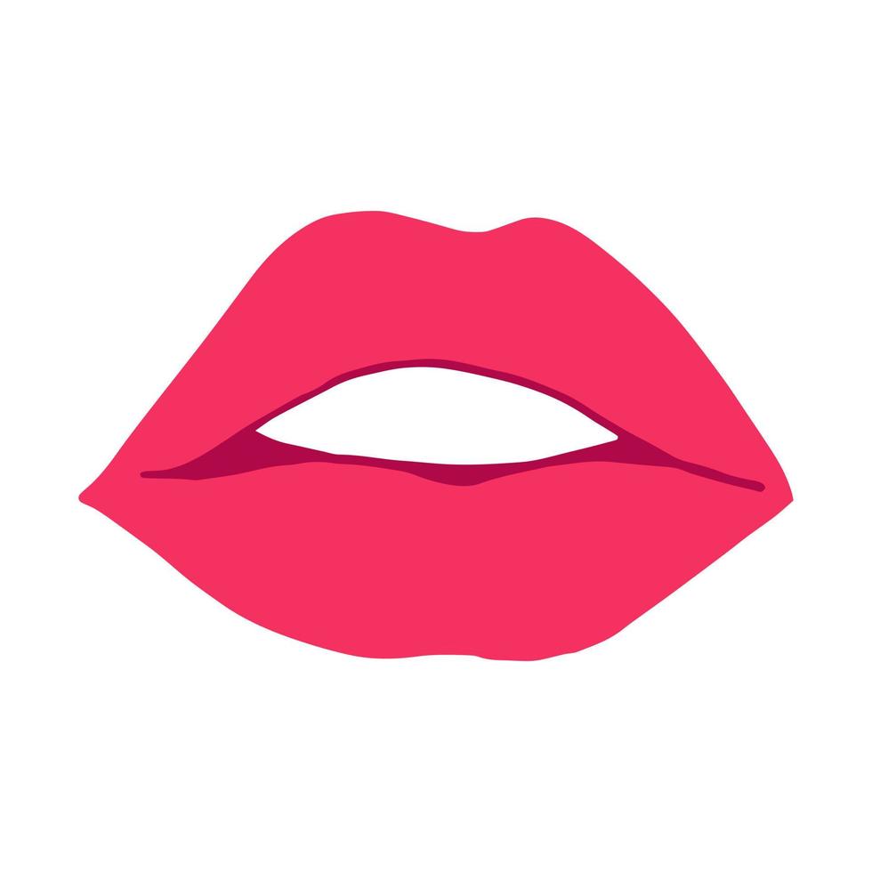 labios con icono de lápiz labial rosa. boca ilustración dibujada a mano en estilo de dibujos animados vector