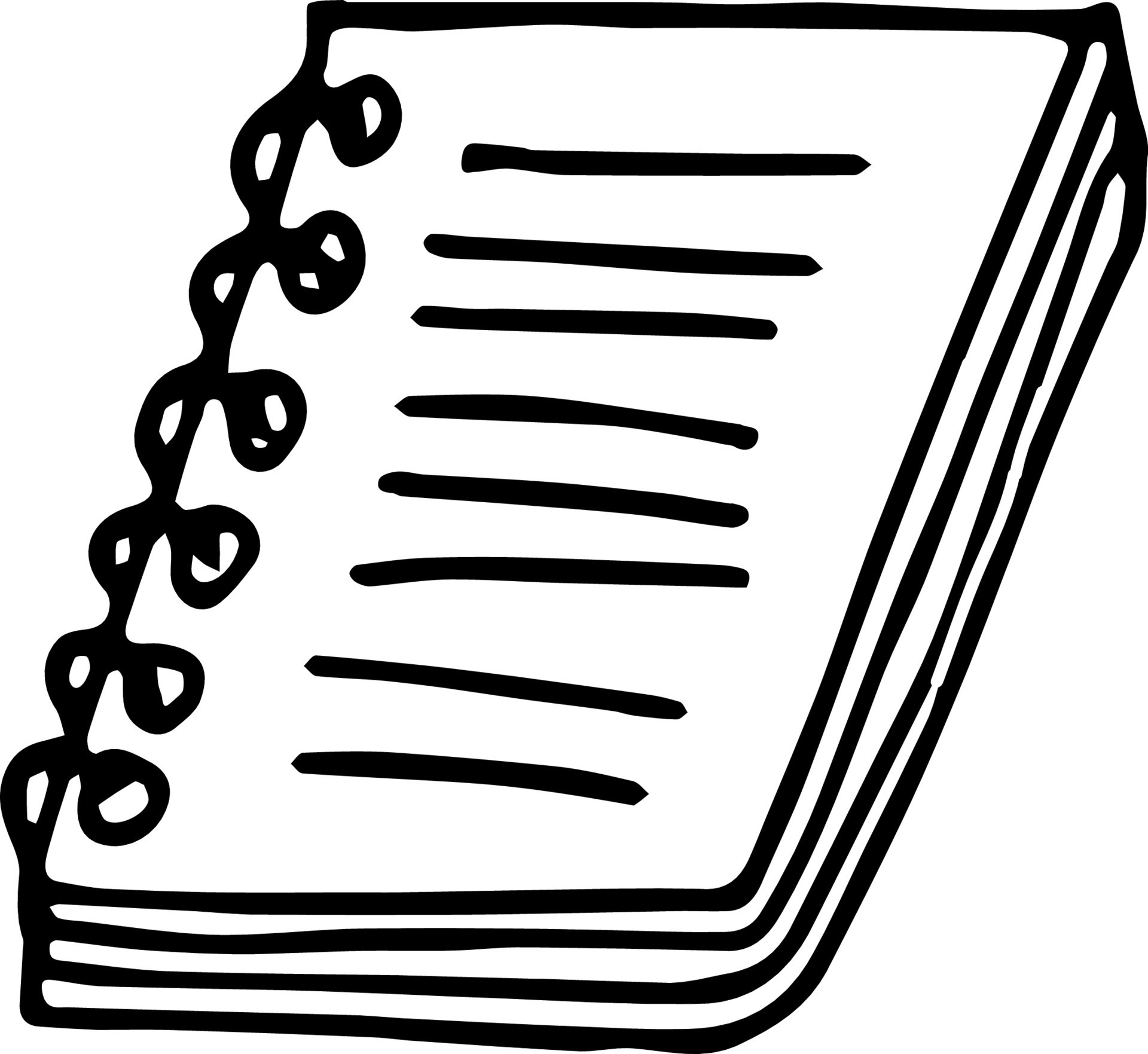 notepad on spiral rings with notes hand drawn in doodle style