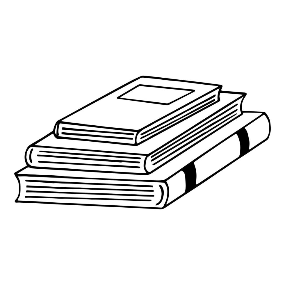 pila de libros dibujados a mano en estilo garabato. vector, minimalismo, monocromo. biblioteca aprendizaje lectura vector