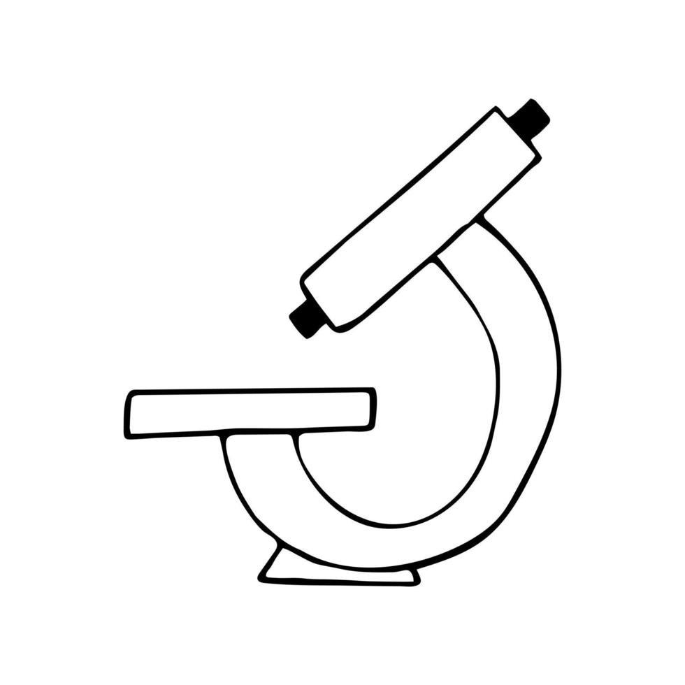 microscope hand drawn doodle. , scandinavian, nordic, minimalism, monochrome icon laboratory analyzes medicine research science vector