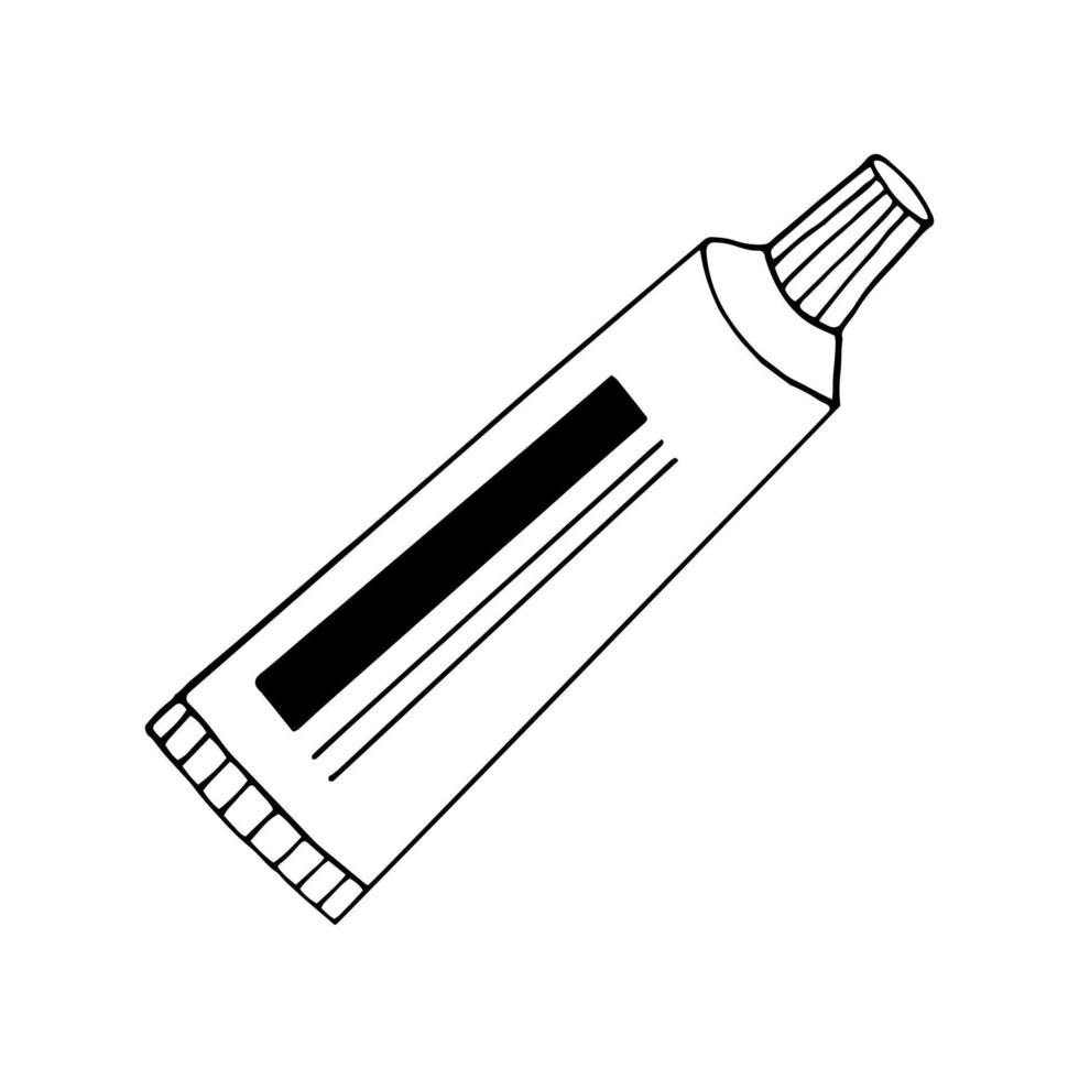 tubo de ungüento, crema, pasta de dientes garabato dibujado a mano. , escandinavo, nórdico, minimalismo monocromo icono medicina tratamiento de salud vector