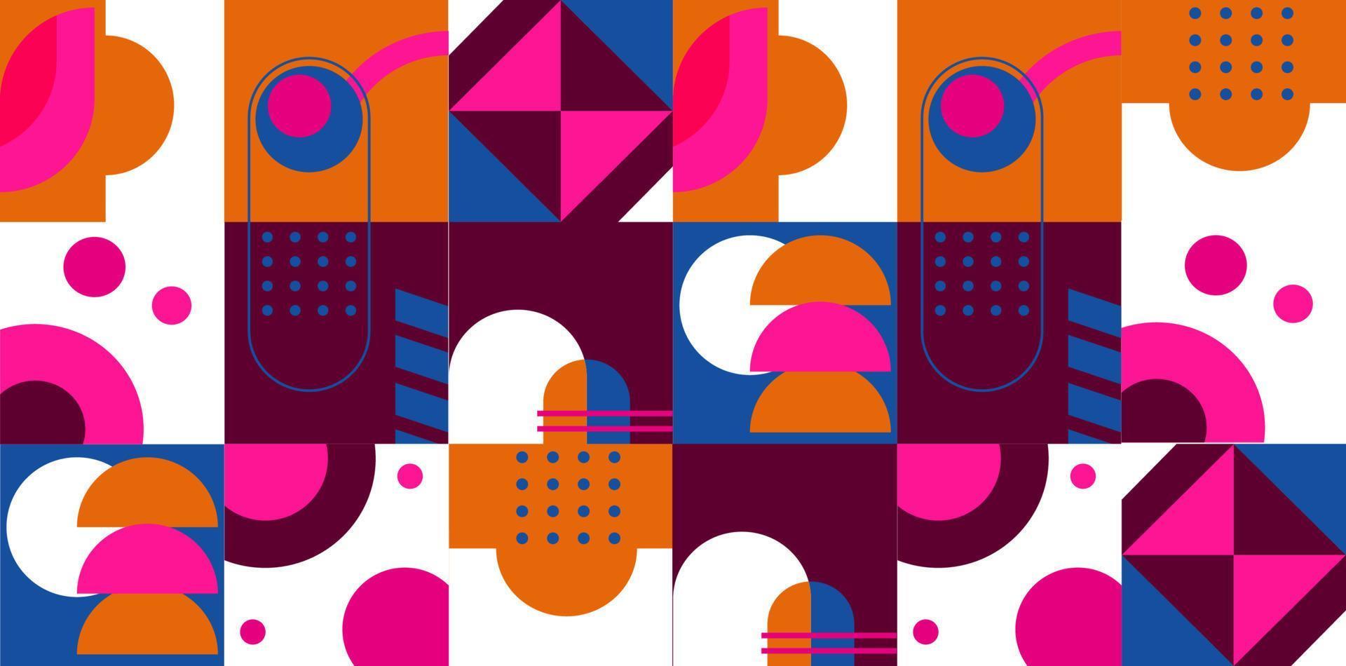 Abstract geometric background. Bauhaus, Memphis minimalist retro poster graphic vector illustration.