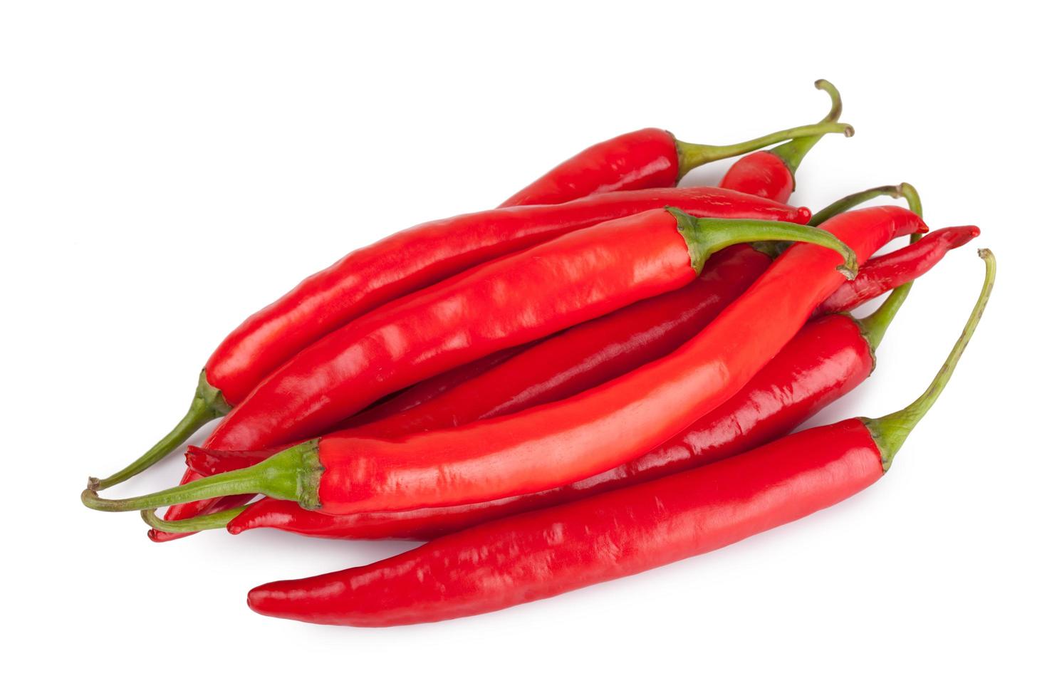 red chili or chilli cayenne pepper isolated on white background photo