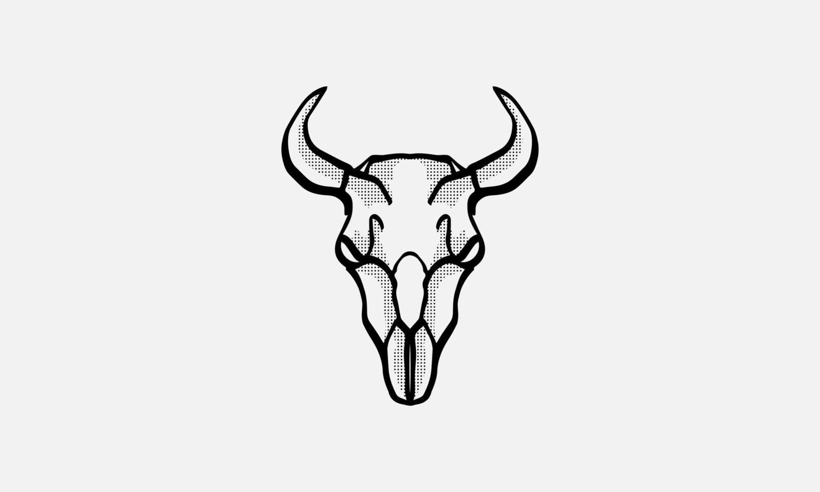 bull skull vector art outline...