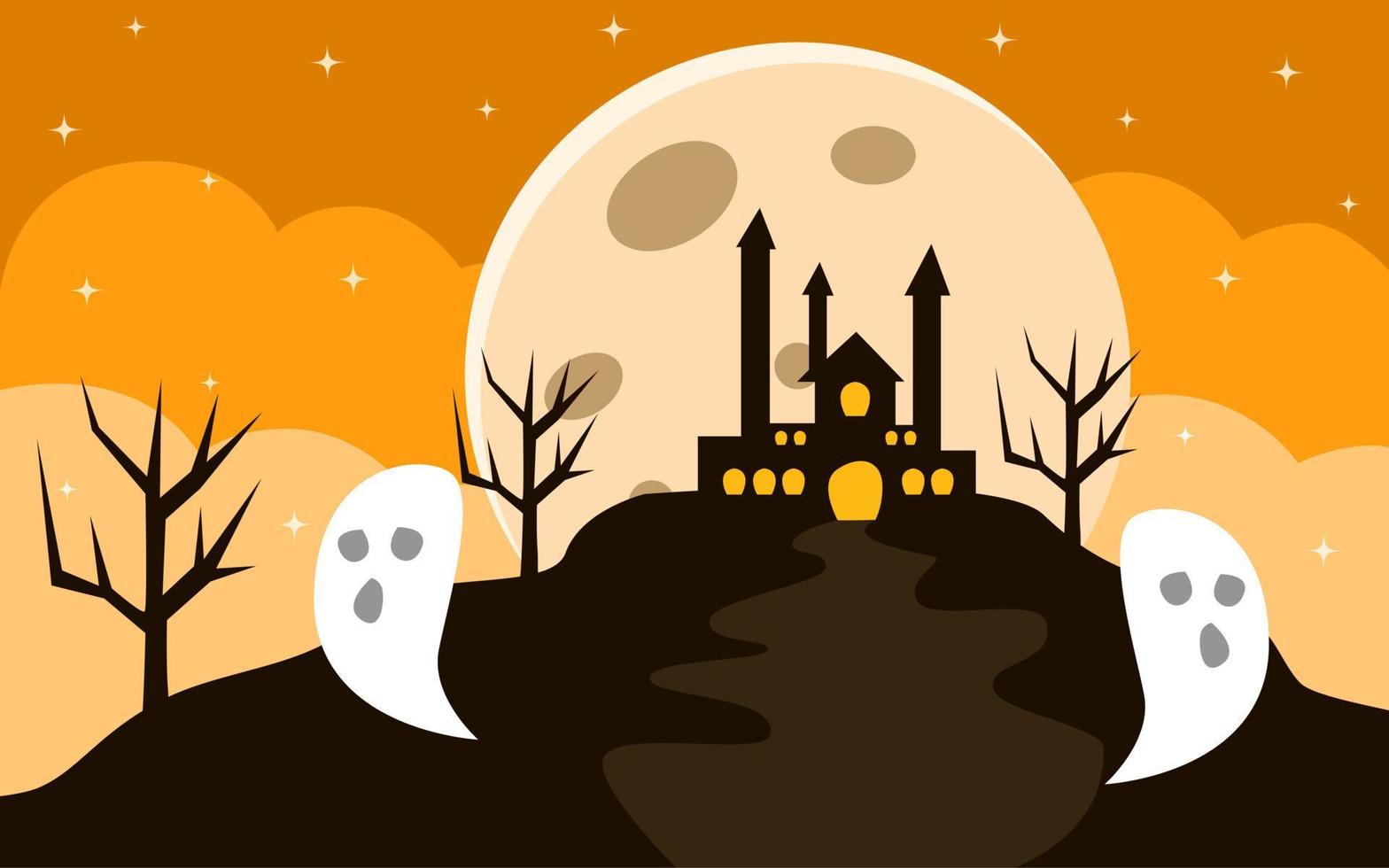 happy halloween background design with orange color for covers, banners and more vector