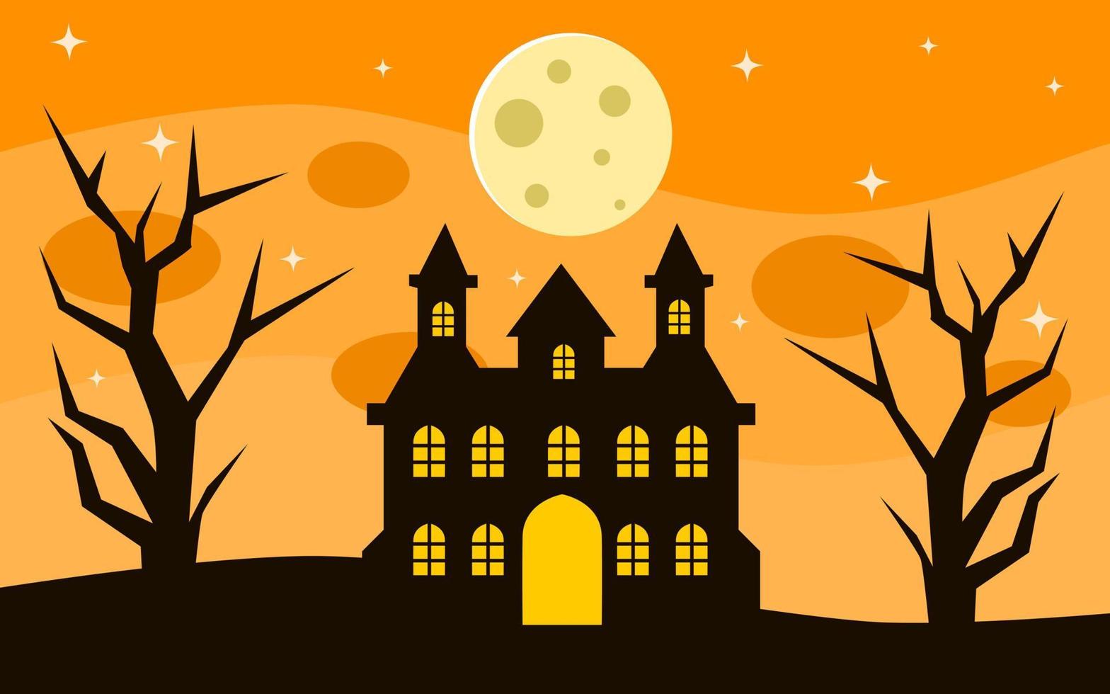 happy halloween background design with orange color for covers, banners and more vector