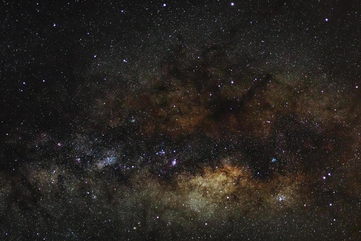 The center of Milky way galaxy with stars and space dust in the universe, Long exposure photograph, with grain. photo
