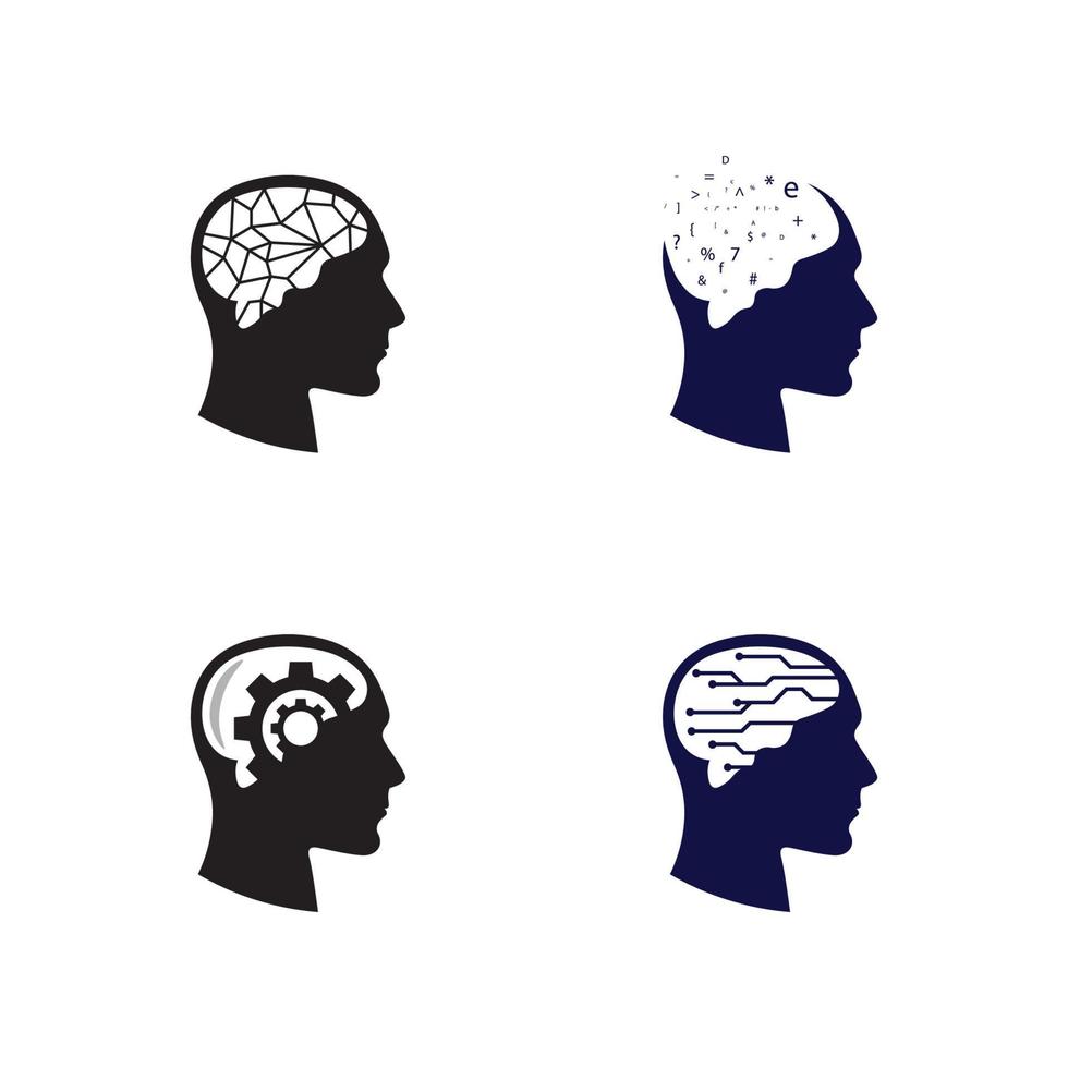 diseño de icono de ilustración de vector de cerebro