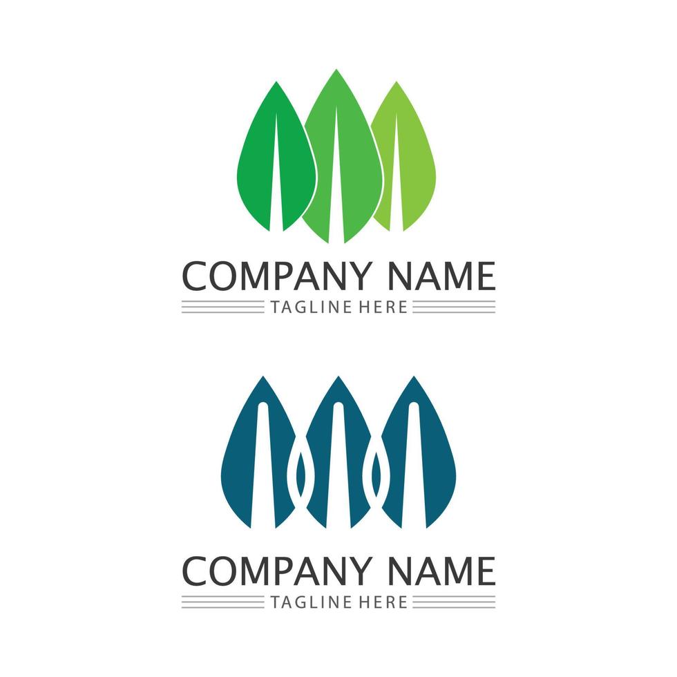 Tree leaf vector and green logo design friendly concept