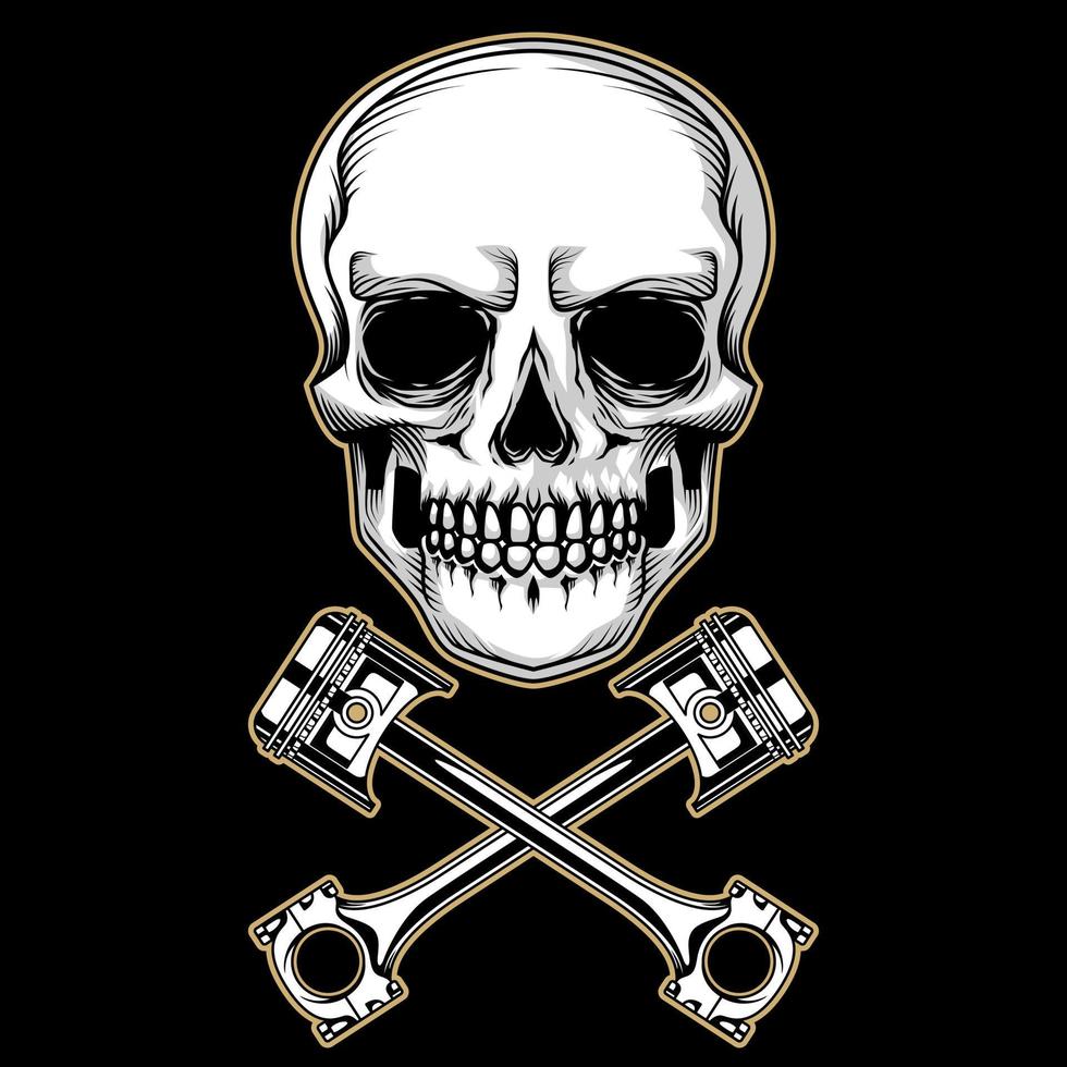 Premium skull with crossed piston vector illustration