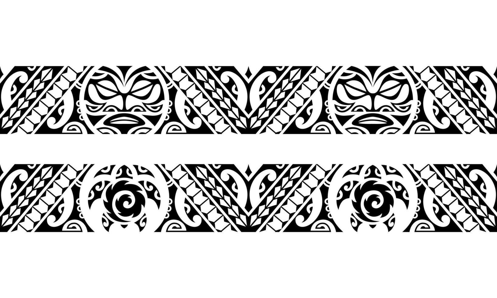Set of maori polynesian tattoo bracelets border. Tribal sleeve seamless pattern vector. vector