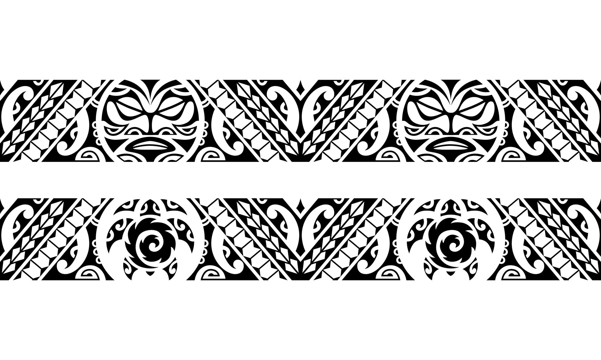 Set of maori polynesian tattoo bracelets border. Tribal sleeve seamless ...